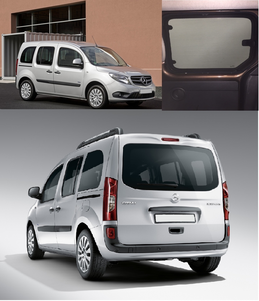 Автошторки для Mercedes-Benz Citan 1G Минивэн 5D  (2012 - н.в.) W415 Lang / открывающиеся вниз окна задних дверей